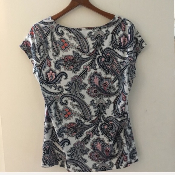 ANN TAYLOR paisley scoop neck refined t shirt - Picture 5 of 6